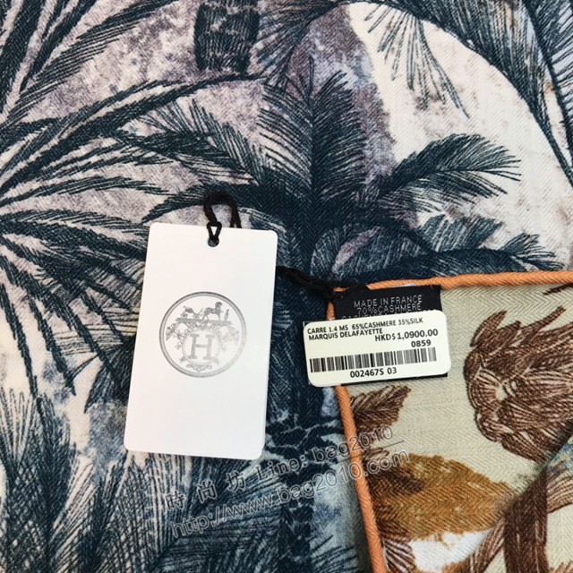 Hermes頂級真絲羊絨方巾圍巾 愛馬仕雙面雙色印染工藝絲絨圍巾  mmj1440